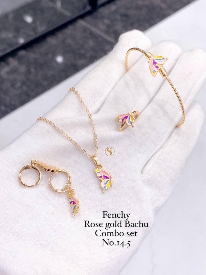 Fancy Designer Kids Wear Rose Gold Bachu Combo Set 
